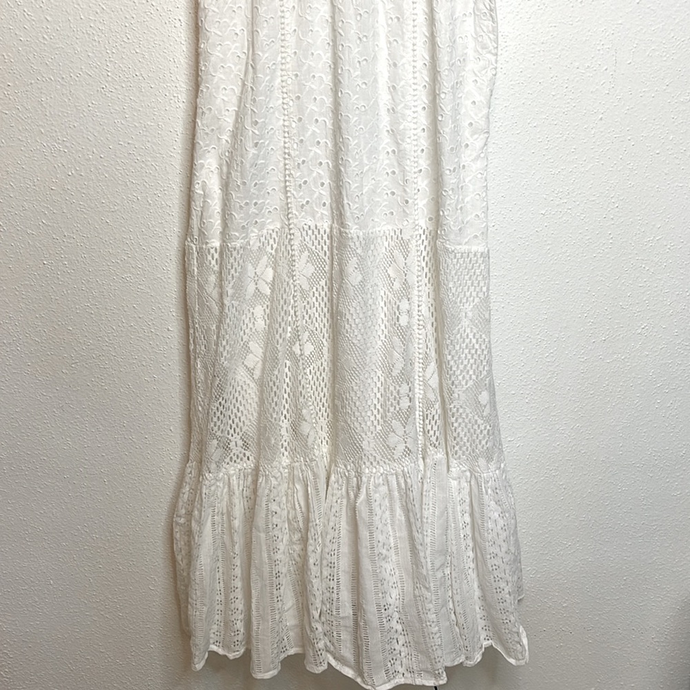 LoveShackFancy Stassie Lace White Eyelet Embroidered Dress Size 10 - Picture 7 of 16